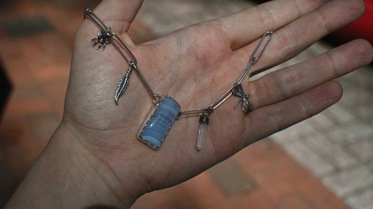 Blue Lace Agate Silver Choker
