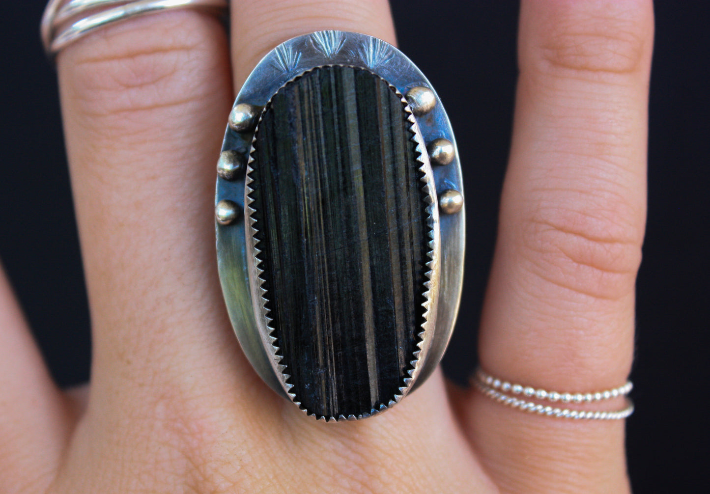 Black Tourmaline Statement Ring