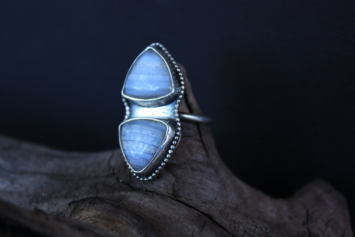 Arrow Blue Lace Agate Ring