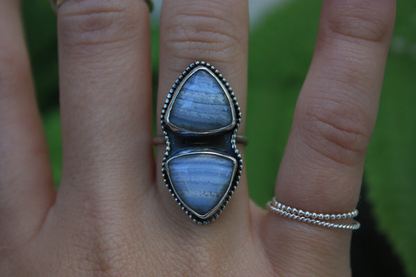 Arrow Blue Lace Agate Ring