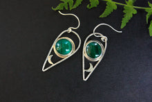 Load image into Gallery viewer, Malachite moon earrings