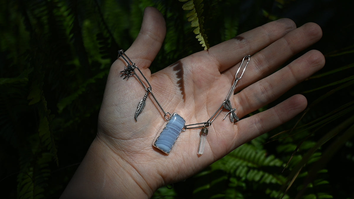 Blue Lace Agate Silver Choker