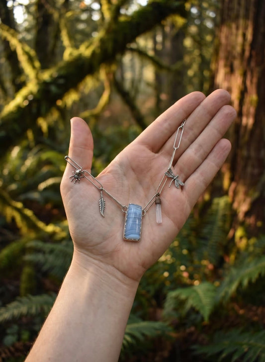 Blue Lace Agate Silver Choker