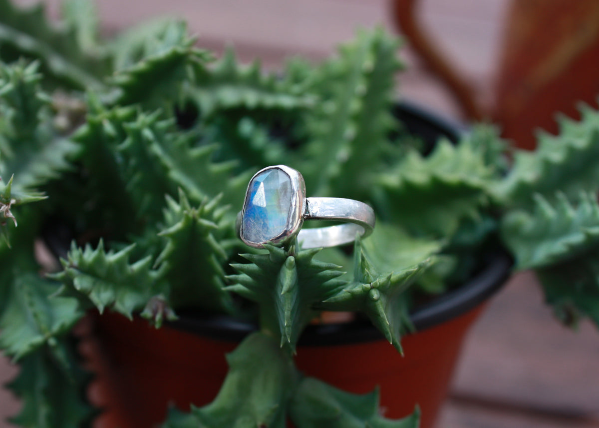 Rainbow Moonstone Stacking Ring