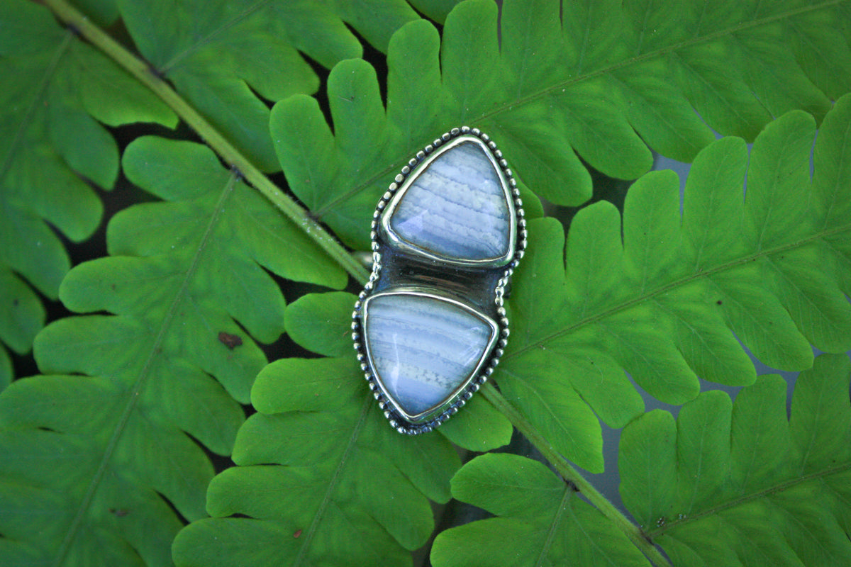 Arrow Blue Lace Agate Ring