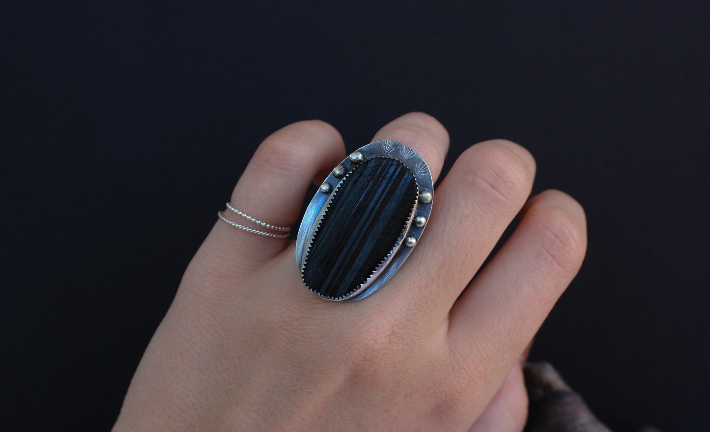 Black Tourmaline Statement Ring