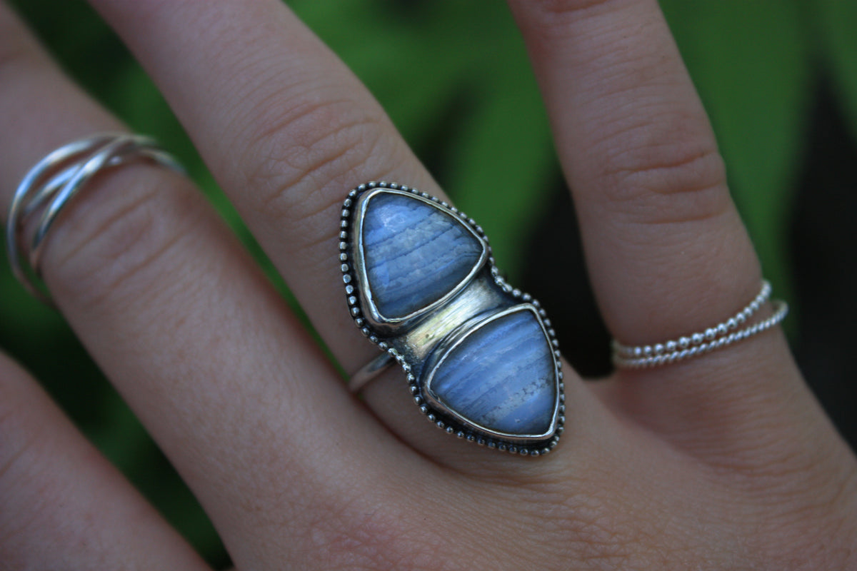 Arrow Blue Lace Agate Ring