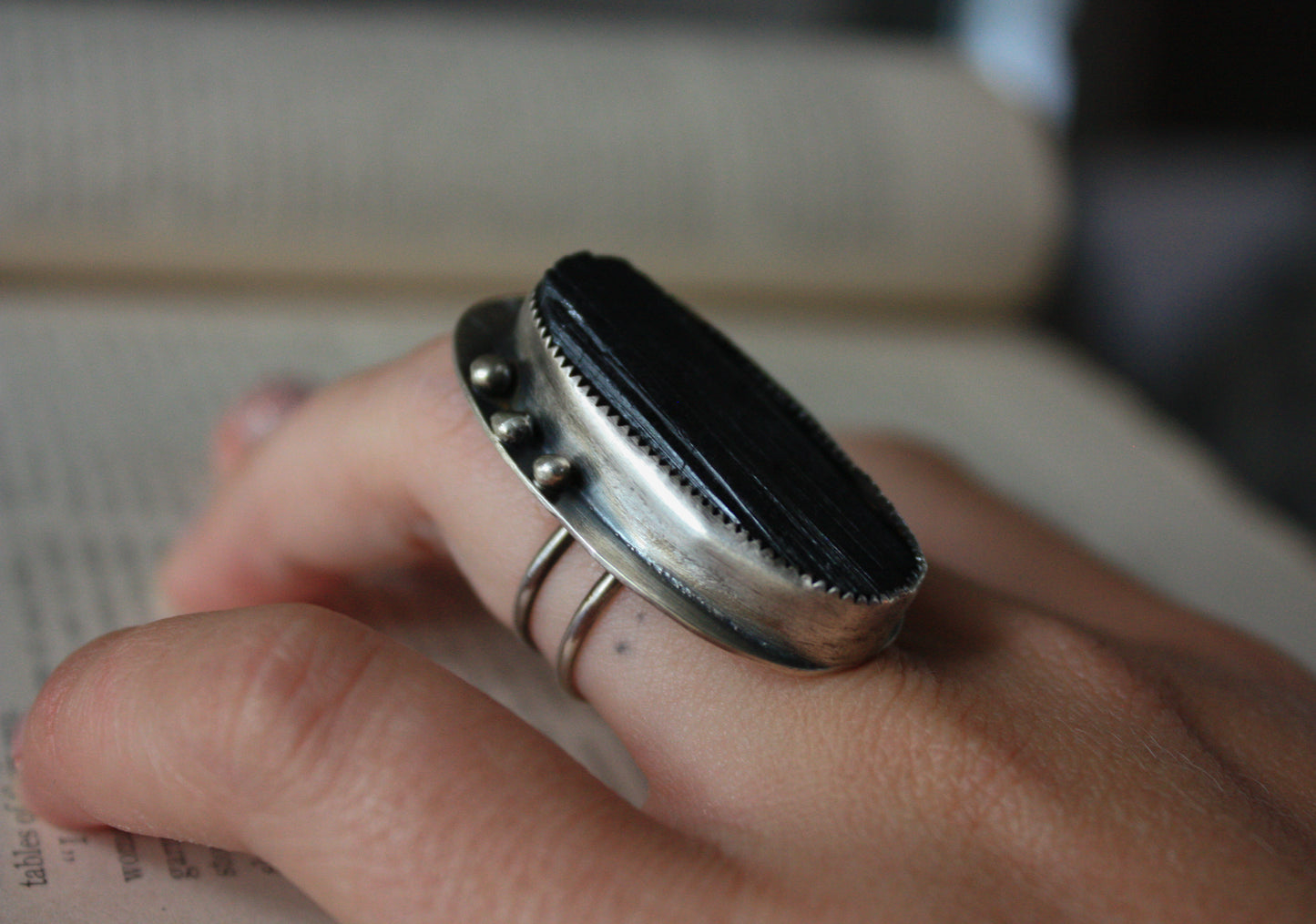 Black Tourmaline Statement Ring