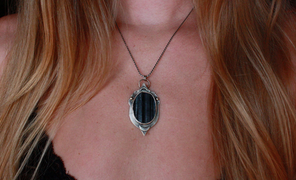 Black Tourmaline Beatle Necklace