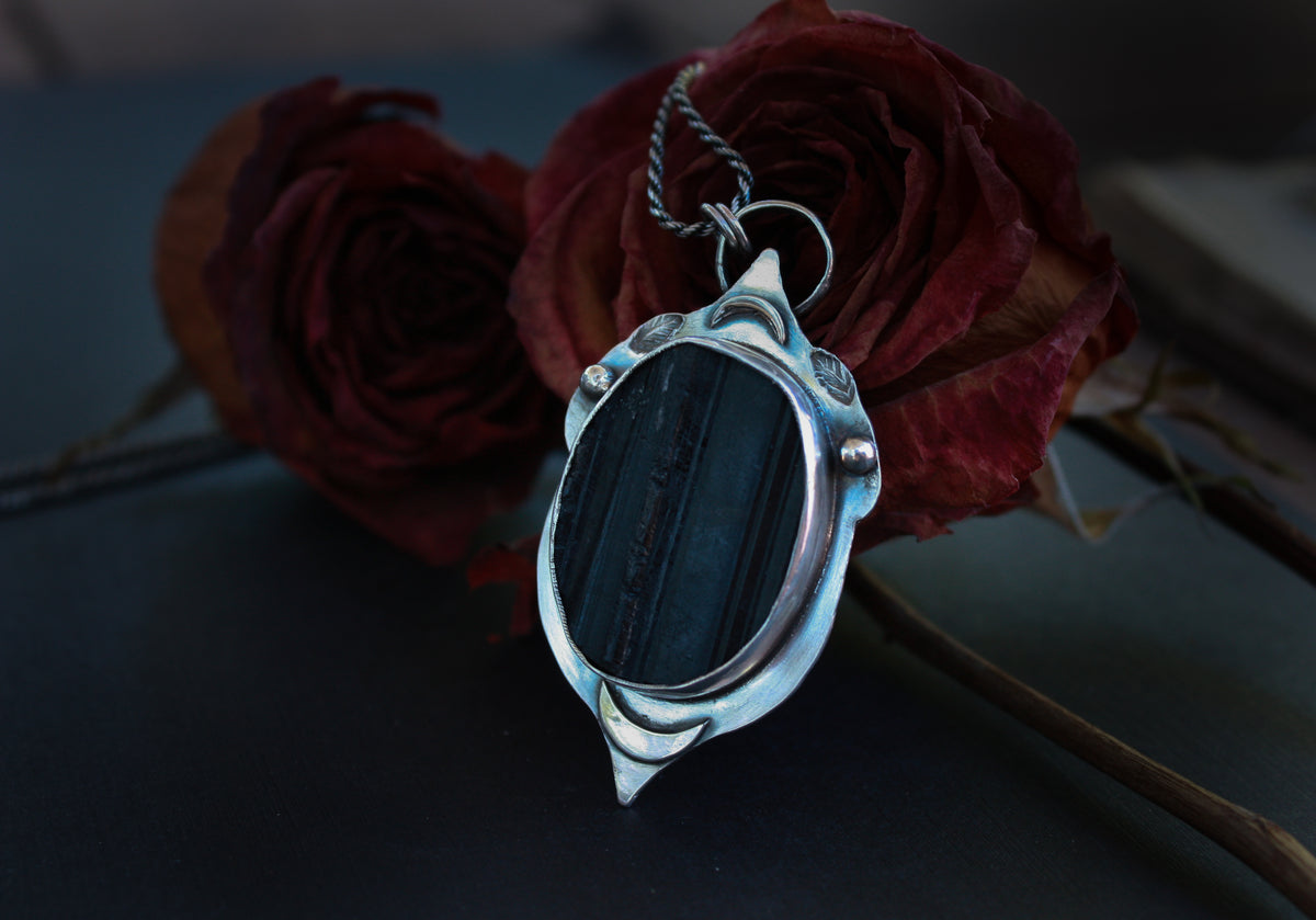 Black Tourmaline Beatle Necklace