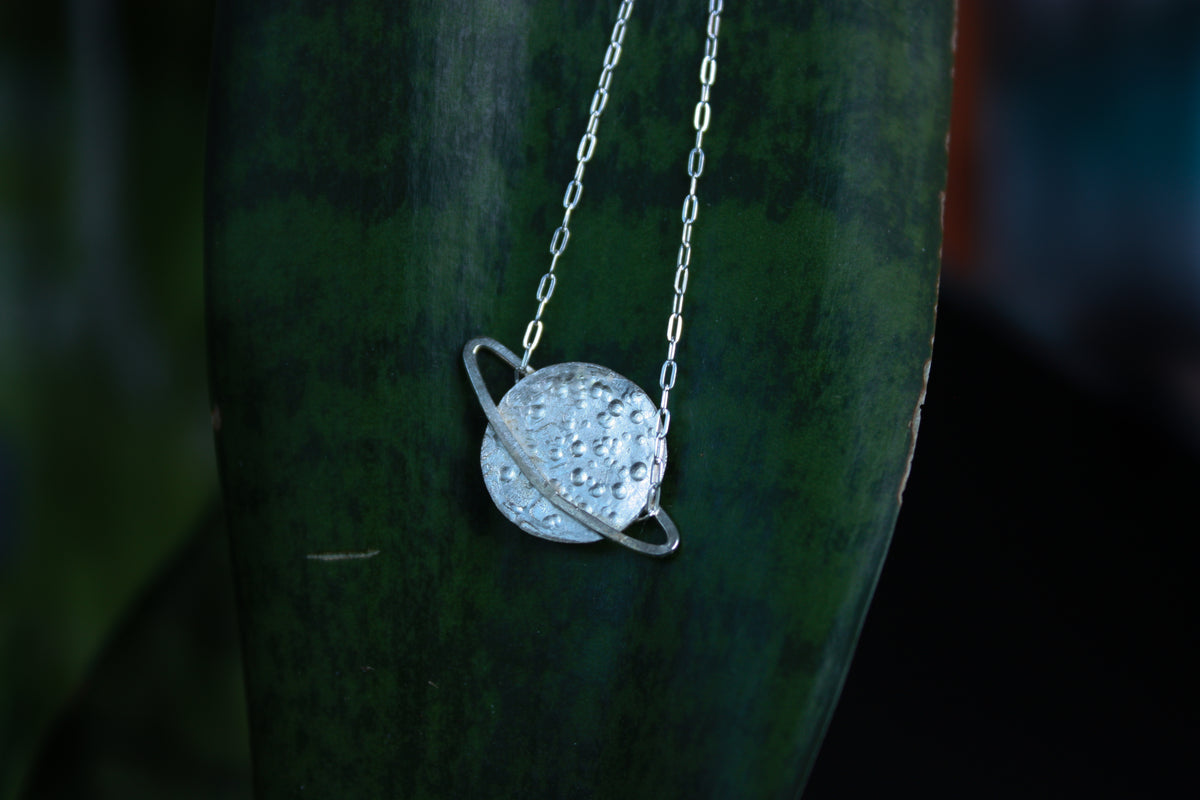 Silver Saturn Necklace