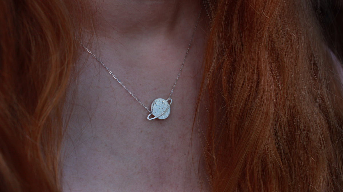 Silver Saturn Necklace