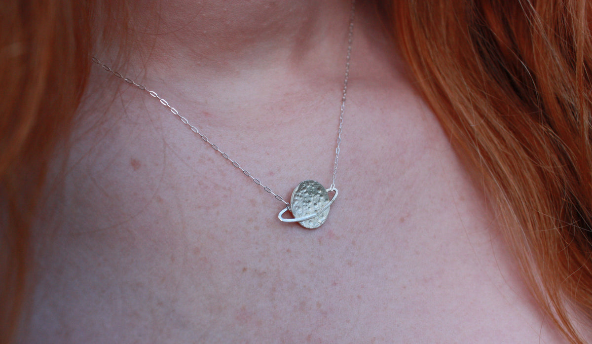 Silver Saturn Necklace