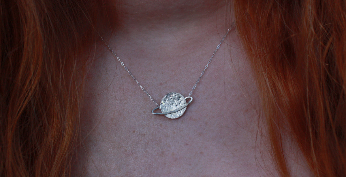 Silver Saturn Necklace