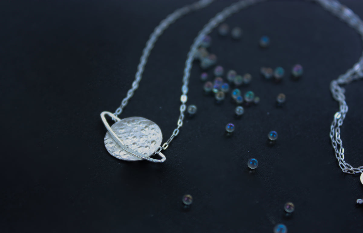 Silver Saturn Necklace