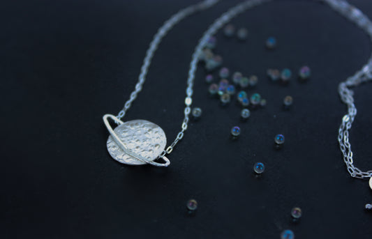 Silver Saturn Necklace