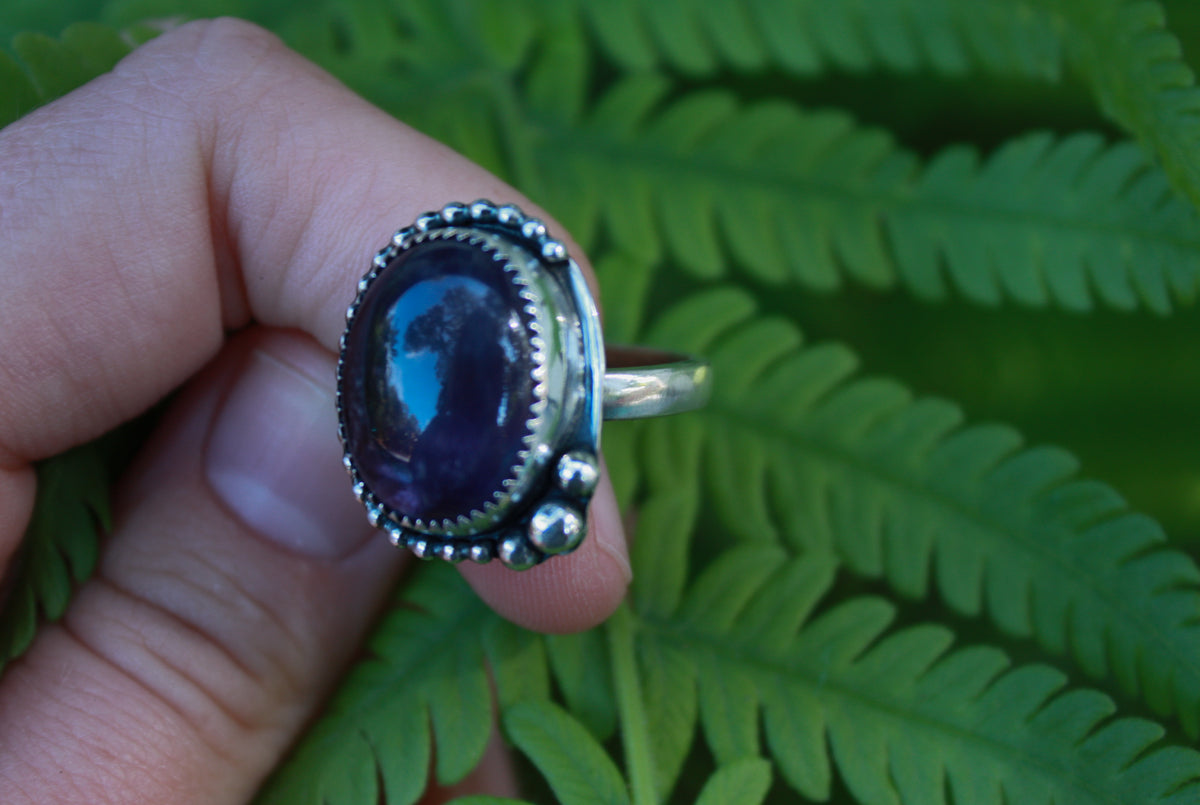 Beaded Band Amethyst Ring