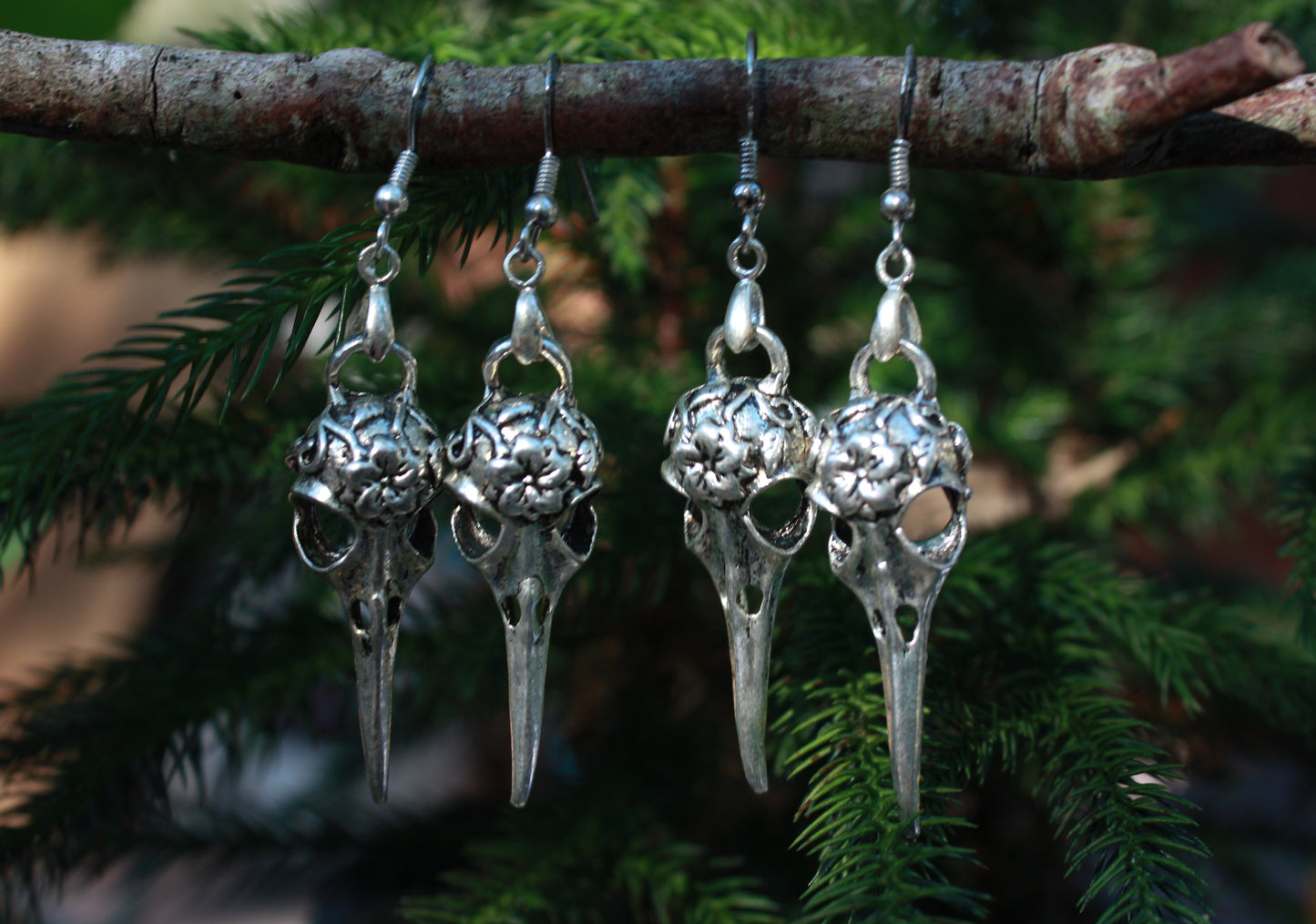 Humming Bird Skull Earrings