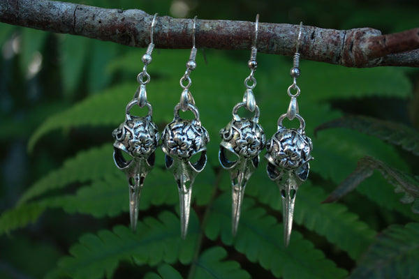 Humming Bird Skull Earrings
